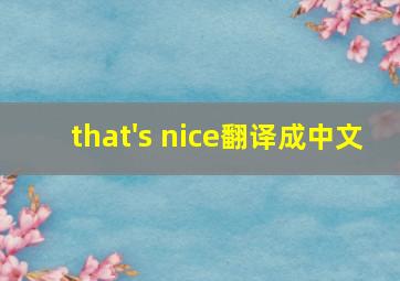 that's nice翻译成中文